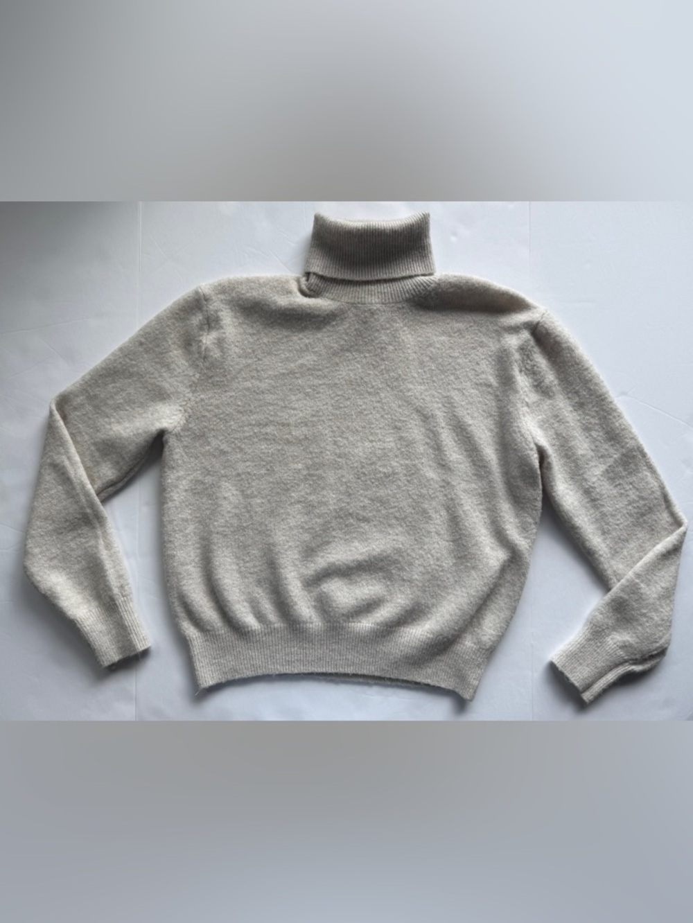 H&M Turtleneck Sweater Soft-Knit Loose-Fit Light Gray Melange Size S